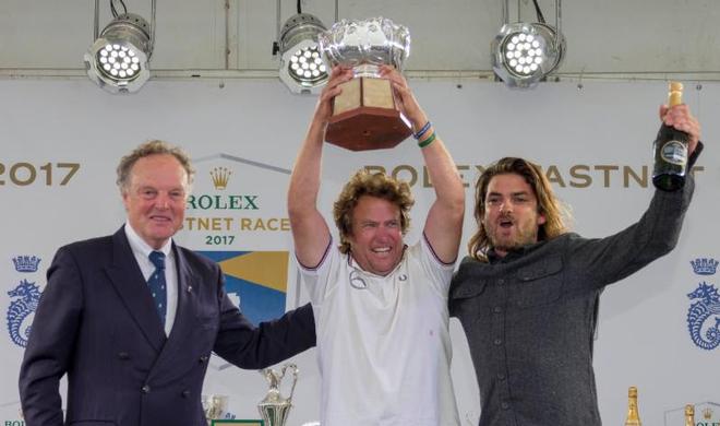 RORC Commodore with Martin Westcott's Chilean Swan 57, Equinoccio team – Rolex Fastnet Race ©  Rolex / Carlo Borlenghi http://www.carloborlenghi.net